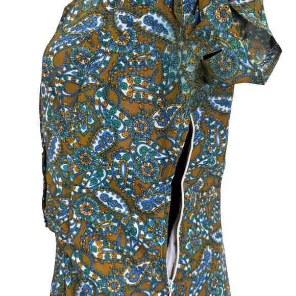 1970s Faux Two-Piece Paisley Dress – Size 12, Lined, Side Zip, Flaws - Picture 12 of 16